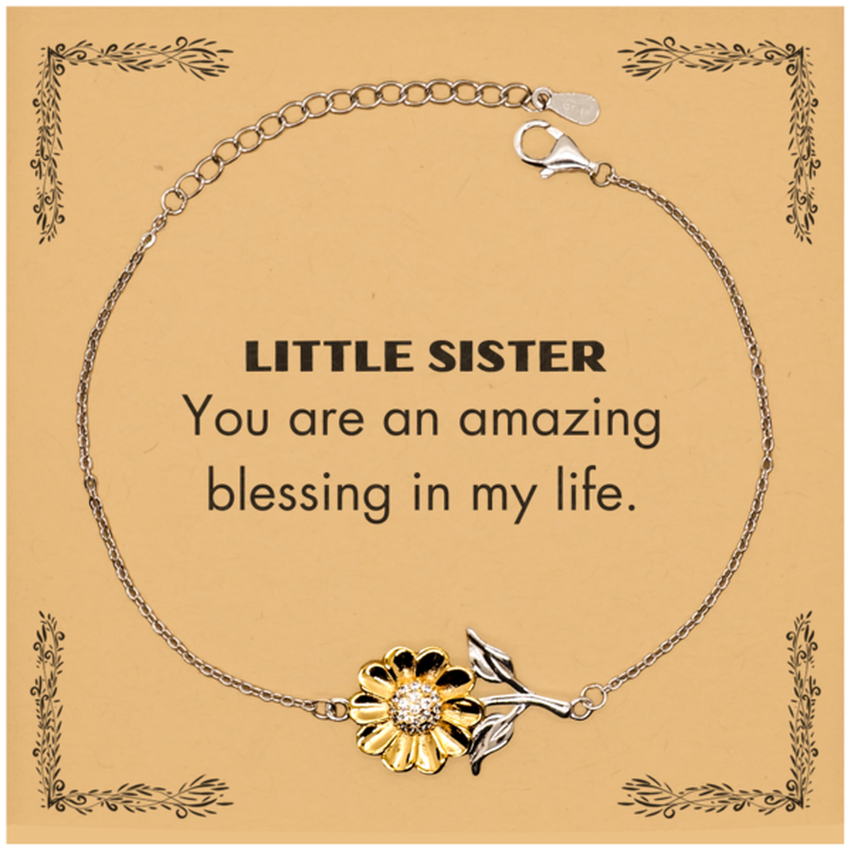 Little Sister Sunflower Bracelet, You are an amazing blessing in my life, Thank You Gifts For Little Sister, Inspirational Birthday Christmas Unique Gifts For Little Sister