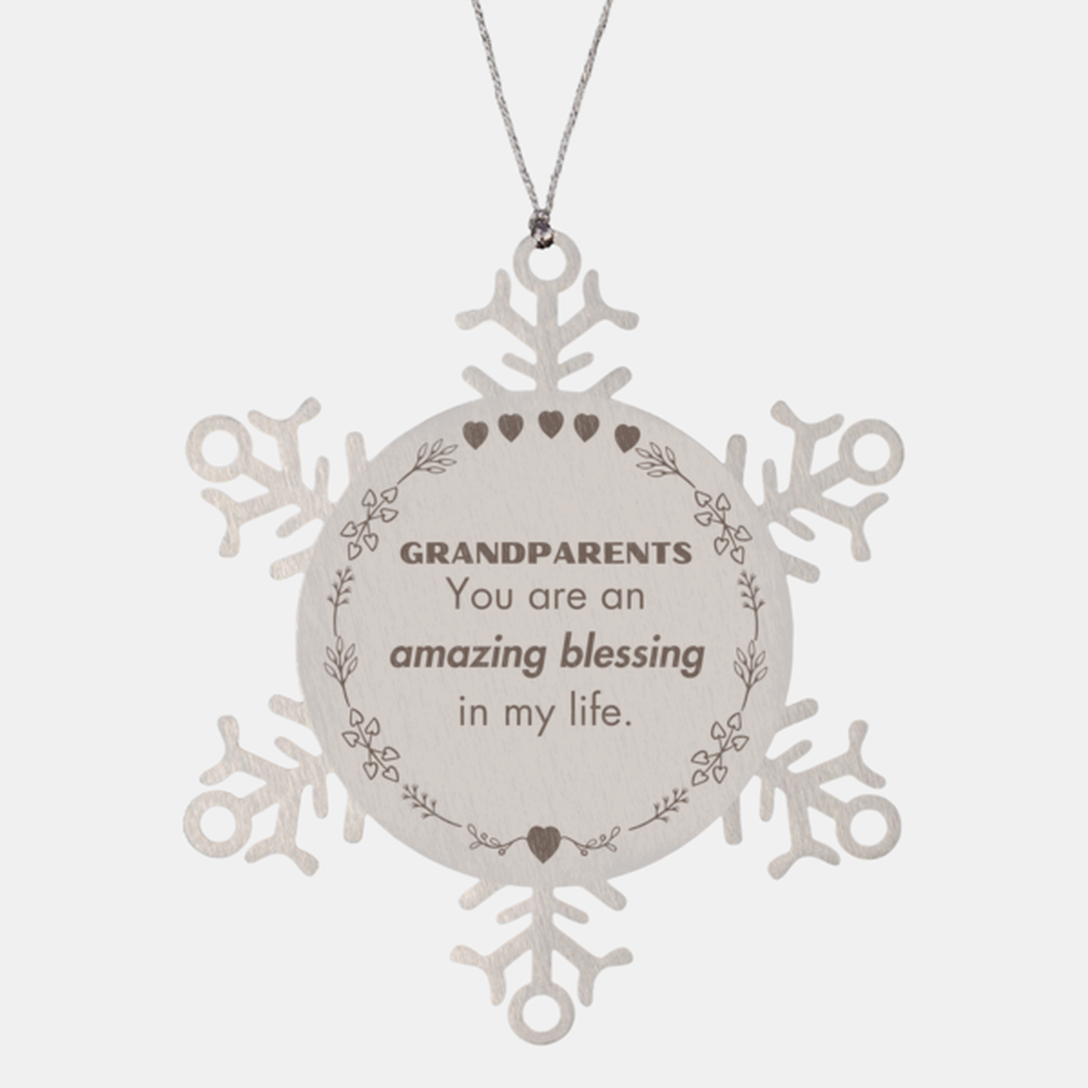 Grandparents Snowflake Ornament, You are an amazing blessing in my life, Thank You Gifts For Grandparents, Inspirational Birthday Christmas Unique Gifts For Grandparents