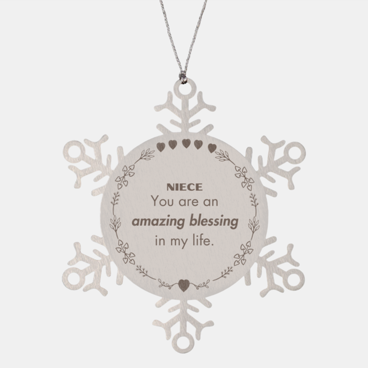 Niece Snowflake Ornament, You are an amazing blessing in my life, Thank You Gifts For Niece, Inspirational Birthday Christmas Unique Gifts For Niece