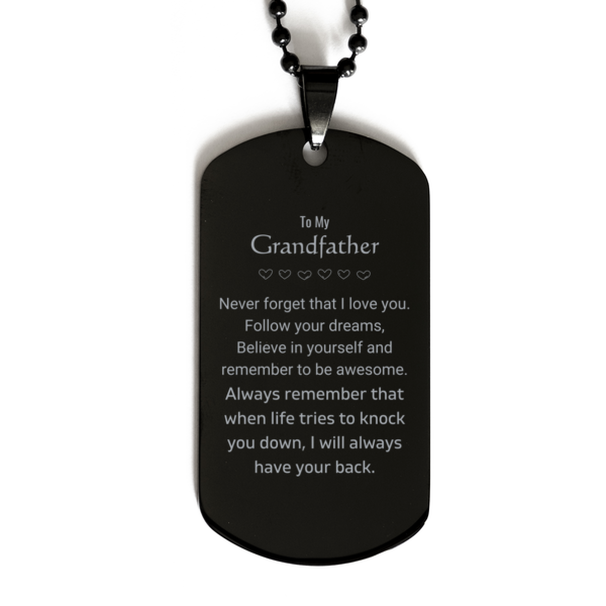 Grandfather Inspirational Dog Tag Necklace - Follow Your Dreams | Birthday Christmas Gift