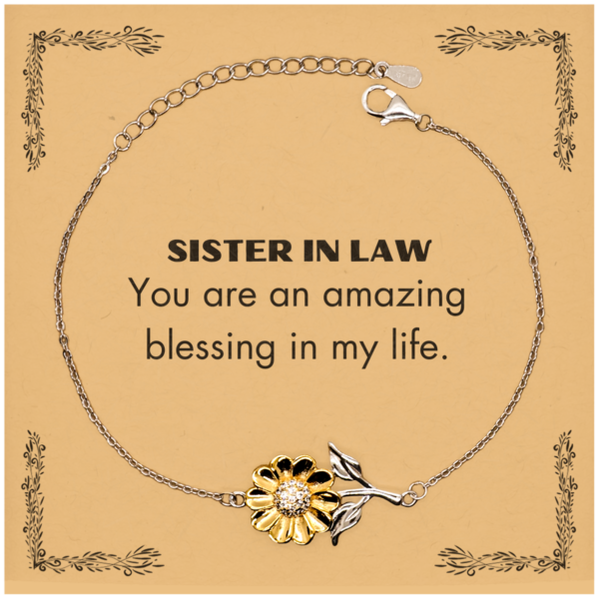 Sister In Law Sunflower Bracelet - You are an amazing blessing in my life | Thoughtful Gift