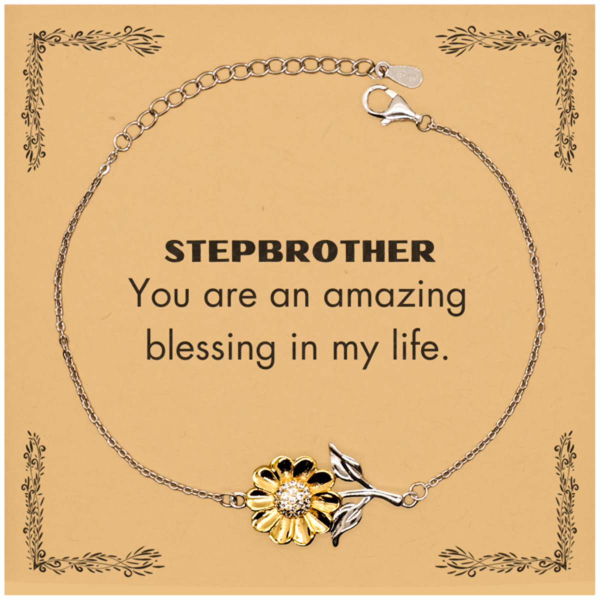 Stepbrother Sunflower Bracelet, You are an amazing blessing in my life, Thank You Gifts For Stepbrother, Inspirational Birthday Christmas Unique Gifts For Stepbrother