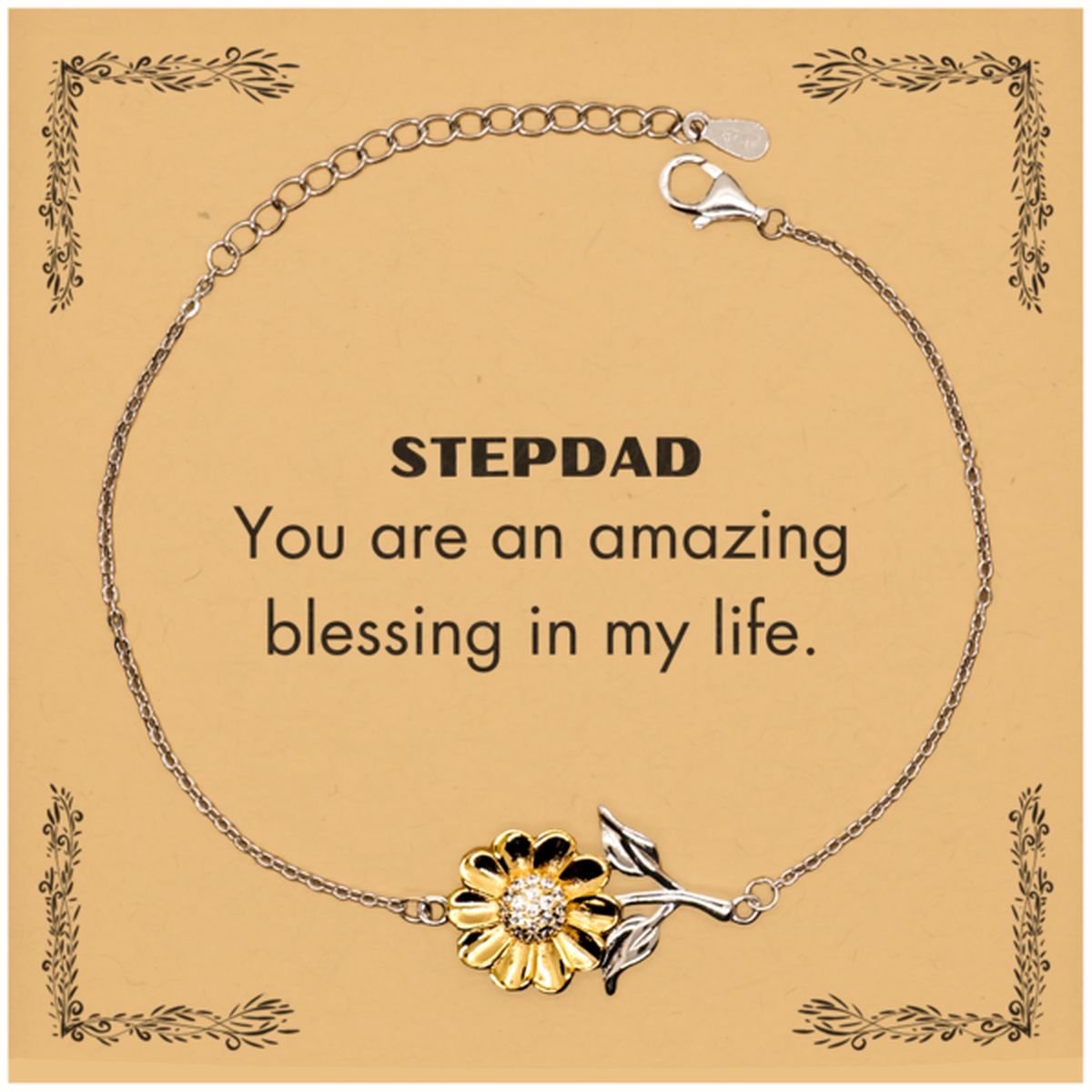 Stepdad Sunflower Bracelet, You are an amazing blessing in my life, Thank You Gifts For Stepdad, Inspirational Birthday Christmas Unique Gifts For Stepdad
