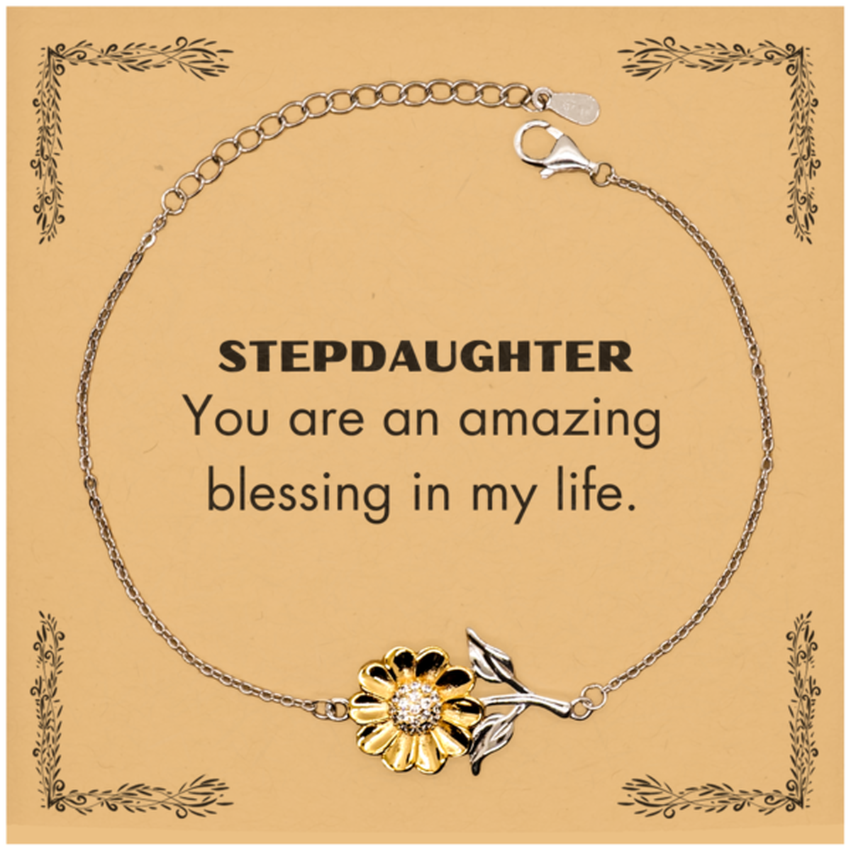 Stepdaughter Sunflower Bracelet, You are an amazing blessing in my life, Thank You Gifts For Stepdaughter, Inspirational Birthday Christmas Unique Gifts For Stepdaughter