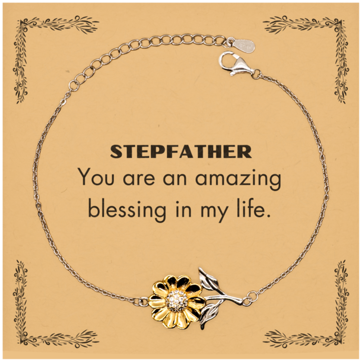 Stepfather Sunflower Bracelet, You are an amazing blessing in my life, Thank You Gifts For Stepfather, Inspirational Birthday Christmas Unique Gifts For Stepfather