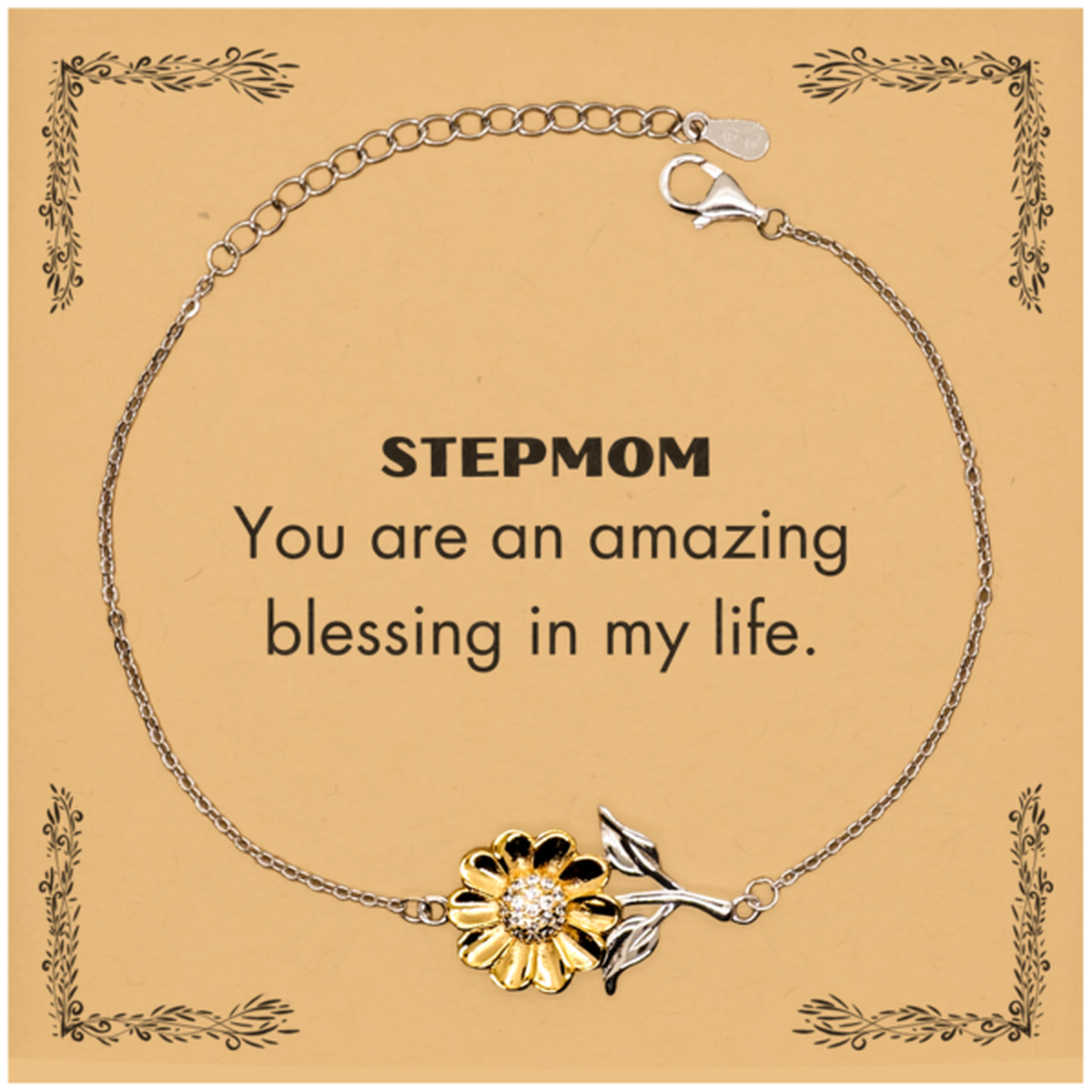 Stepmom Sunflower Bracelet, You are an amazing blessing in my life, Thank You Gifts For Stepmom, Inspirational Birthday Christmas Unique Gifts For Stepmom