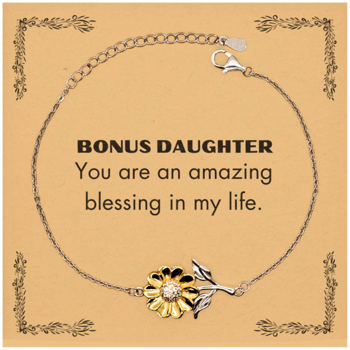 Bonus Daughter Sunflower Bracelet, You are an amazing blessing in my life, Thank You Gifts For Bonus Daughter, Inspirational Birthday Christmas Unique Gifts For Bonus Daughter