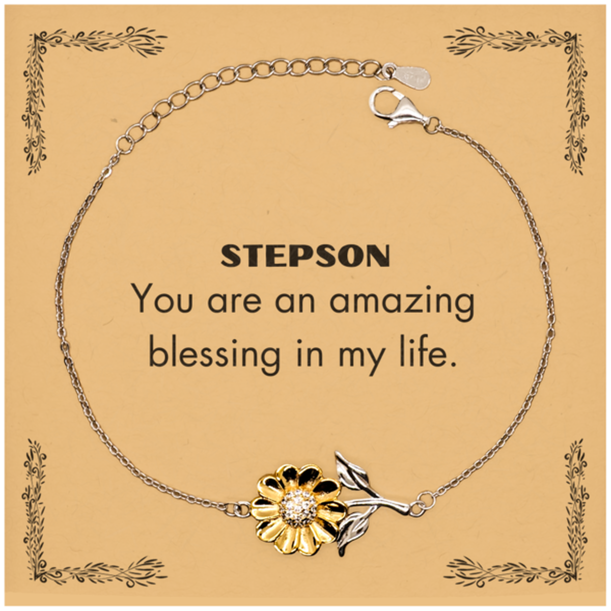 Stepson Sunflower Bracelet, You are an amazing blessing in my life, Thank You Gifts For Stepson, Inspirational Birthday Christmas Unique Gifts For Stepson