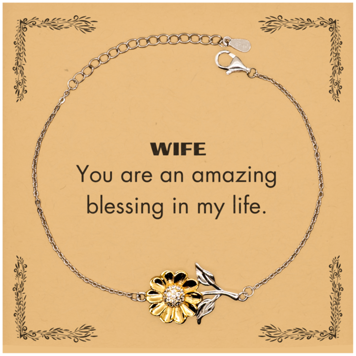 Wife Sunflower Bracelet, You are an amazing blessing in my life, Thank You Gifts For Wife, Inspirational Birthday Christmas Unique Gifts For Wife