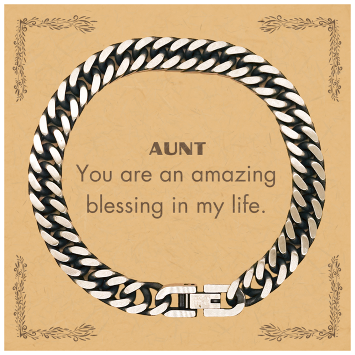 Aunt Cuban Link Chain Bracelet, You are an amazing blessing in my life, Thank You Gifts For Aunt, Inspirational Birthday Christmas Unique Gifts For Aunt