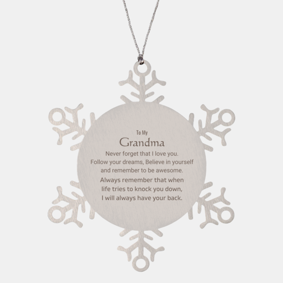 Grandma Snowflake Ornament - Follow Your Dreams | Christmas Gift