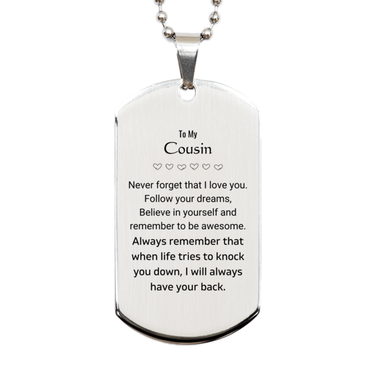 Cousin Inspirational Necklace - Follow Your Dreams | Birthday Christmas Gift