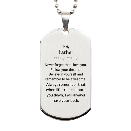 Dad Silver Dog Tag Necklace - Follow Your Dreams | Birthday and Christmas Gift