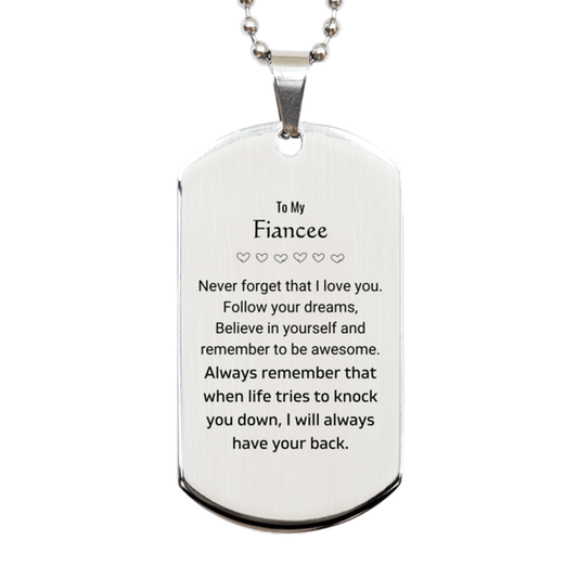 Fiancee Silver Dog Tag Necklace - Follow Your Dreams | Birthday & Christmas Gift