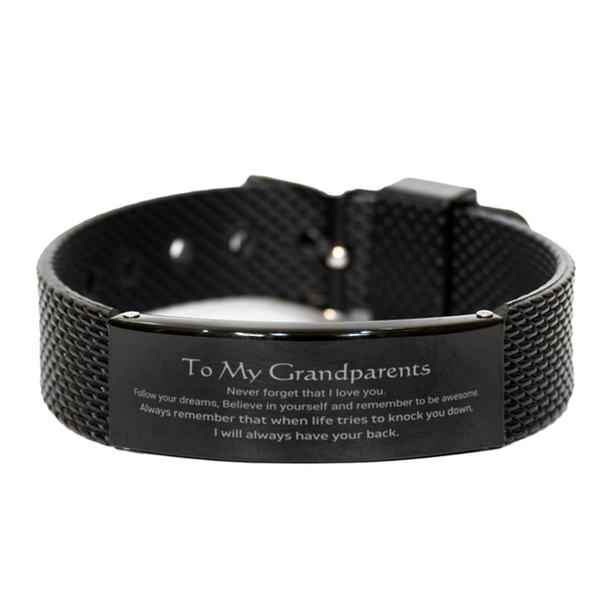 Grandparents Black Shark Mesh Bracelet - Follow Your Dreams | Thoughtful Gift