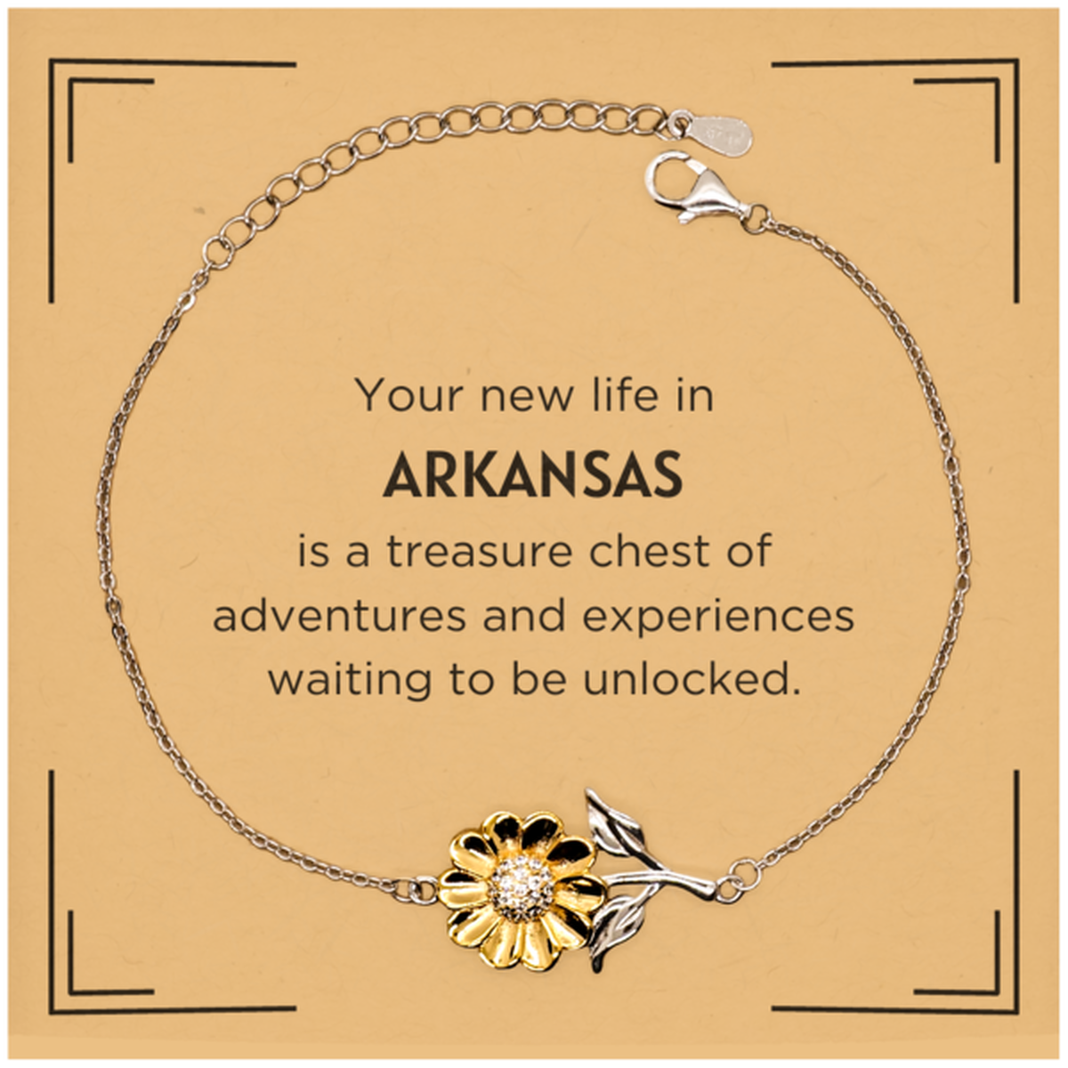 Moving to Arkansas Gifts, Your new life in Arkansas, Long Distance Arkansas Christmas Sunflower Bracelet For Men, Women, Friends, Coworkers