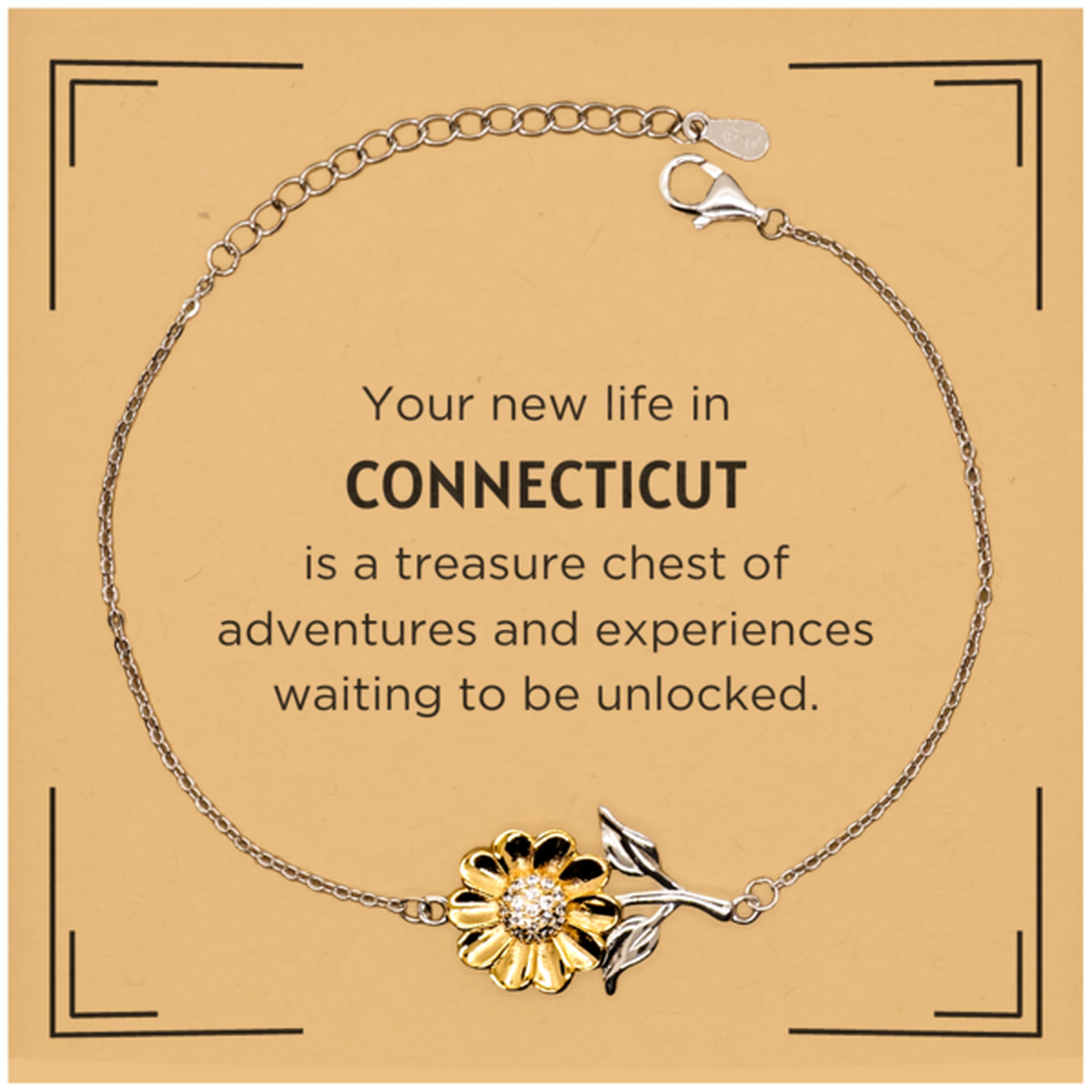 Connecticut Sunflower Bracelet - Heartfelt Gift for New Beginnings | Perfect Moving Gift