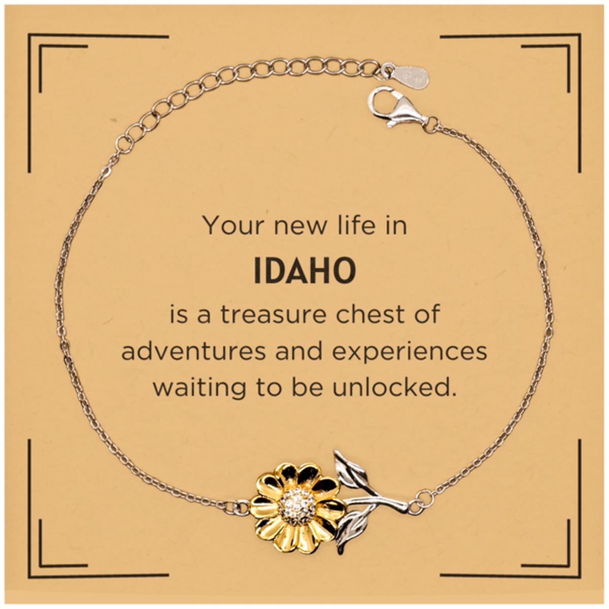 Moving to Idaho Gifts, Your new life in Idaho, Long Distance Idaho Christmas Sunflower Bracelet For Men, Women, Friends, Coworkers