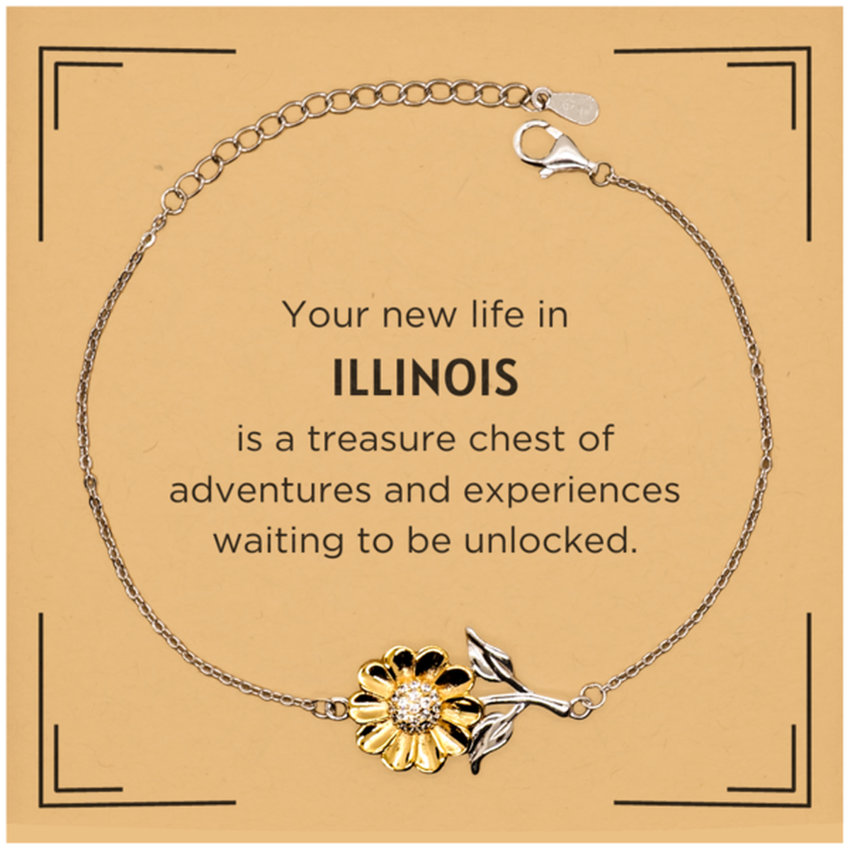 Illinois Sunflower Bracelet - Your New Life in Illinois | Thoughtful Gift