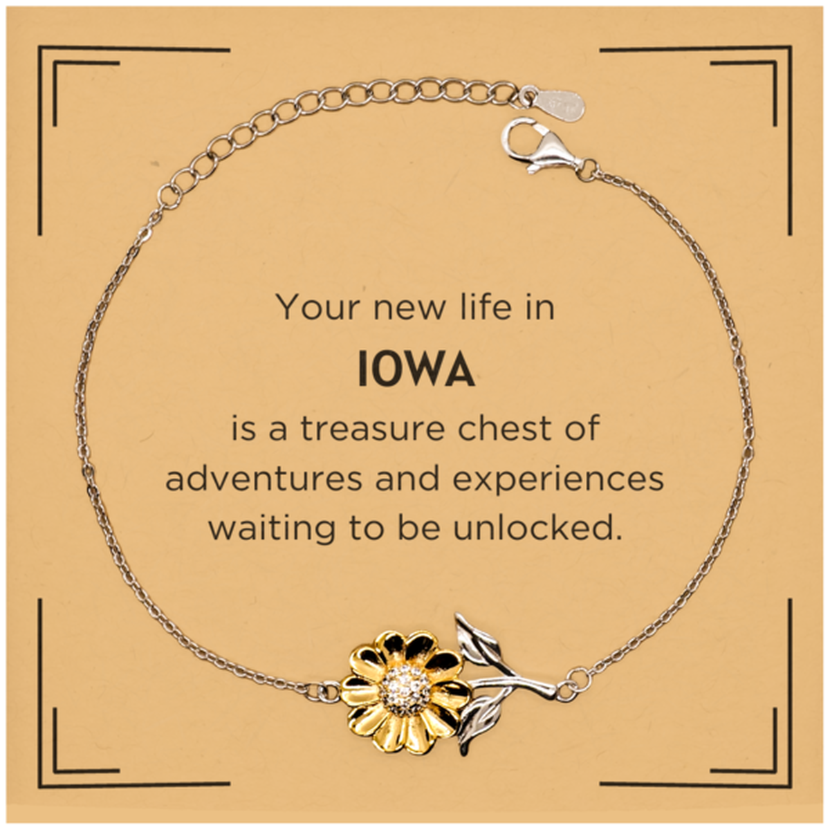 Moving to Iowa Gifts, Your new life in Iowa, Long Distance Iowa Christmas Sunflower Bracelet For Men, Women, Friends, Coworkers