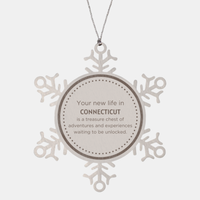 Load image into Gallery viewer, Connecticut Christmas Snowflake Ornament - Your New Life in CONNECTICUT | Holiday Gift
