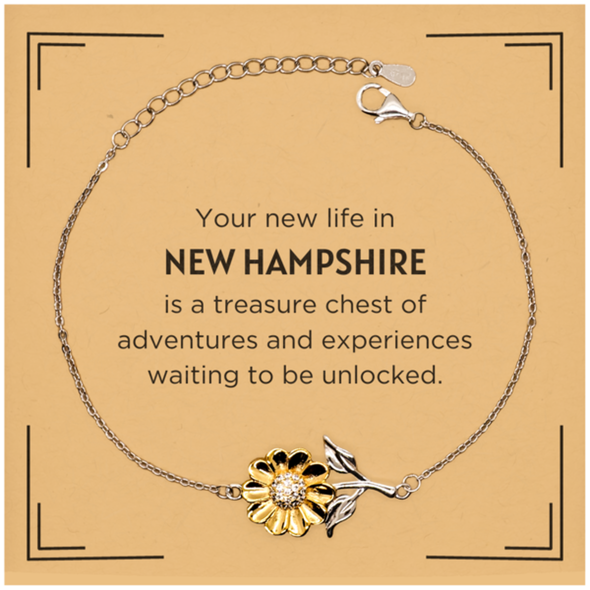 Moving to New Hampshire Gifts, Your new life in New Hampshire, Long Distance New Hampshire Christmas Sunflower Bracelet For Men, Women, Friends, Coworkers