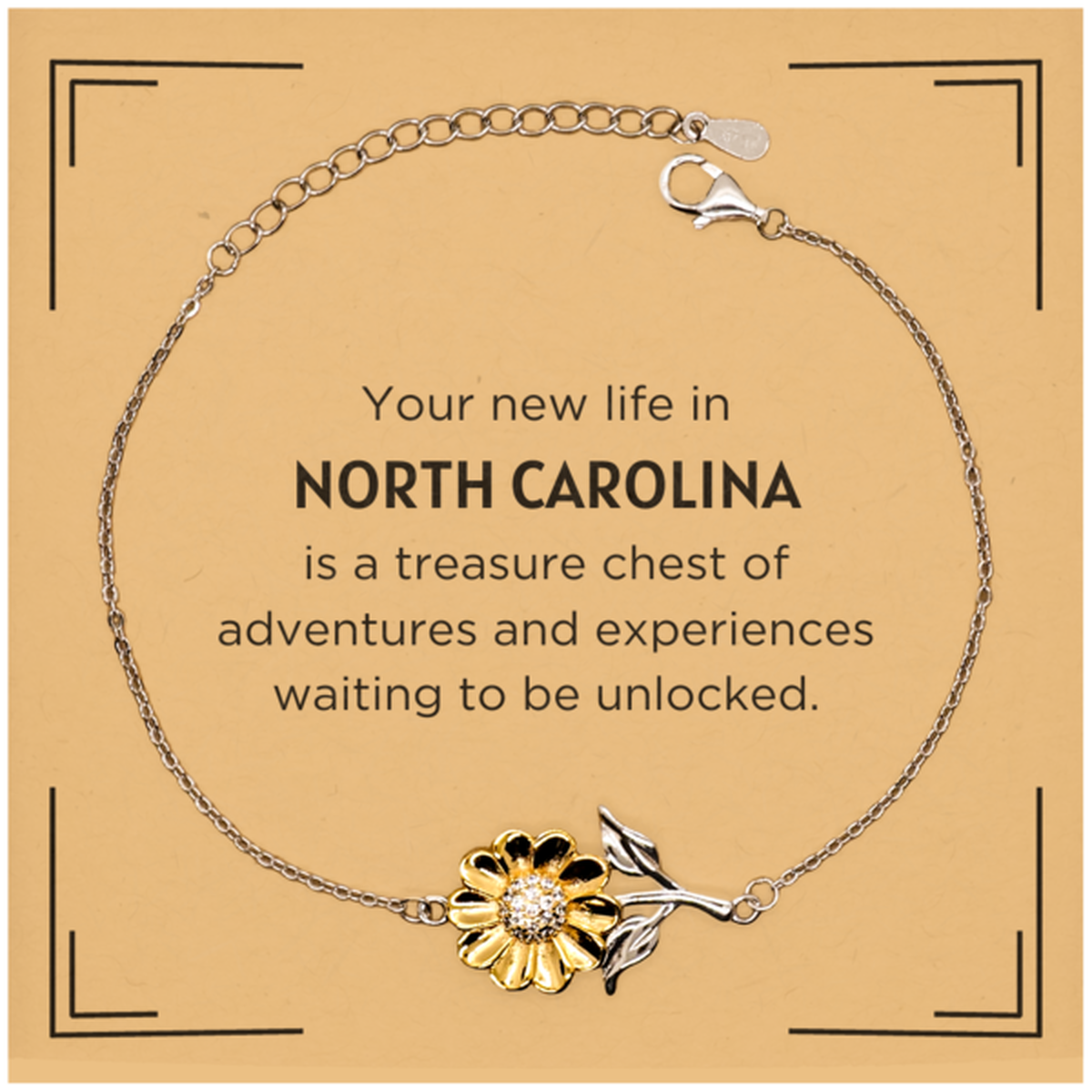 Moving to North Carolina Gifts, Your new life in North Carolina, Long Distance North Carolina Christmas Sunflower Bracelet For Men, Women, Friends, Coworkers