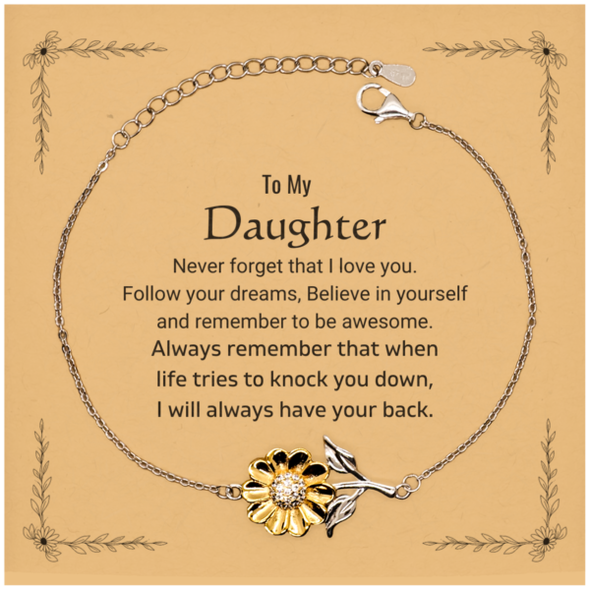 Daughter Sunflower Bracelet - Follow Your Dreams | Birthday Christmas Gift