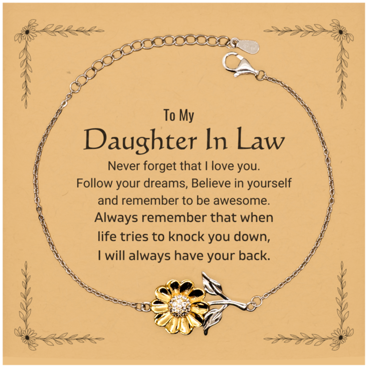 Daughter In Law Sunflower Bracelet - Follow Your Dreams | Birthday & Christmas Gift