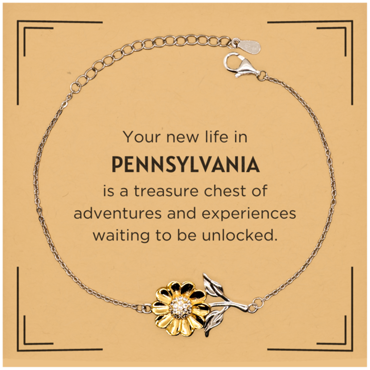 Moving to Pennsylvania Gifts, Your new life in Pennsylvania, Long Distance Pennsylvania Christmas Sunflower Bracelet For Men, Women, Friends, Coworkers