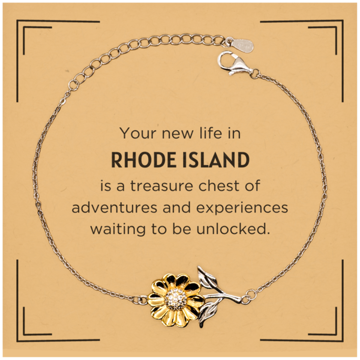 Moving to Rhode Island Gifts, Your new life in Rhode Island, Long Distance Rhode Island Christmas Sunflower Bracelet For Men, Women, Friends, Coworkers