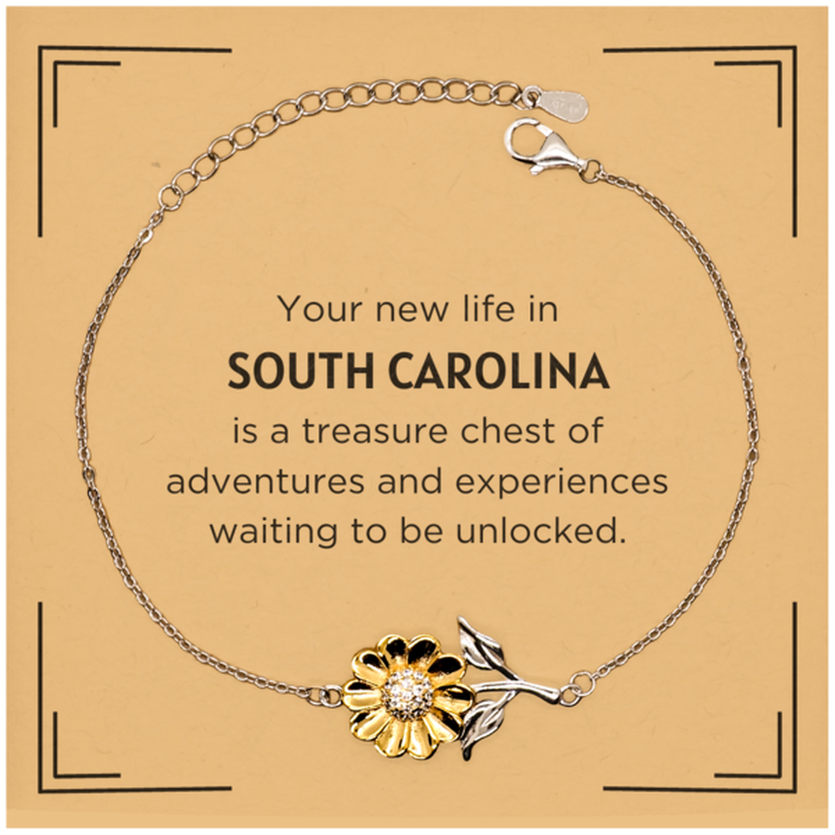 Moving to South Carolina Sunflower Bracelet - Joyful Charm | Thoughtful Gift for New Beginnings