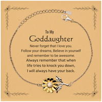 Load image into Gallery viewer, Goddaughter Sunflower Bracelet - Follow Your Dreams | Birthday Christmas Gift

