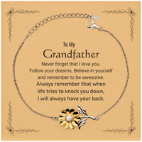Load image into Gallery viewer, Grandfather Sunflower Bracelet - Follow Your Dreams | Birthday Christmas Gift
