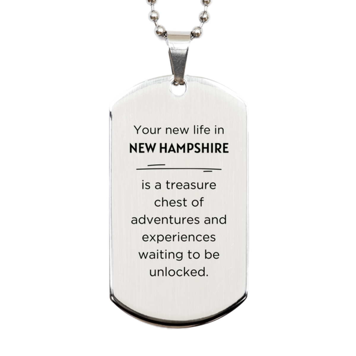 New Hampshire Silver Dog Tag Necklace - Your New Life in NEW HAMPSHIRE | Moving Gift