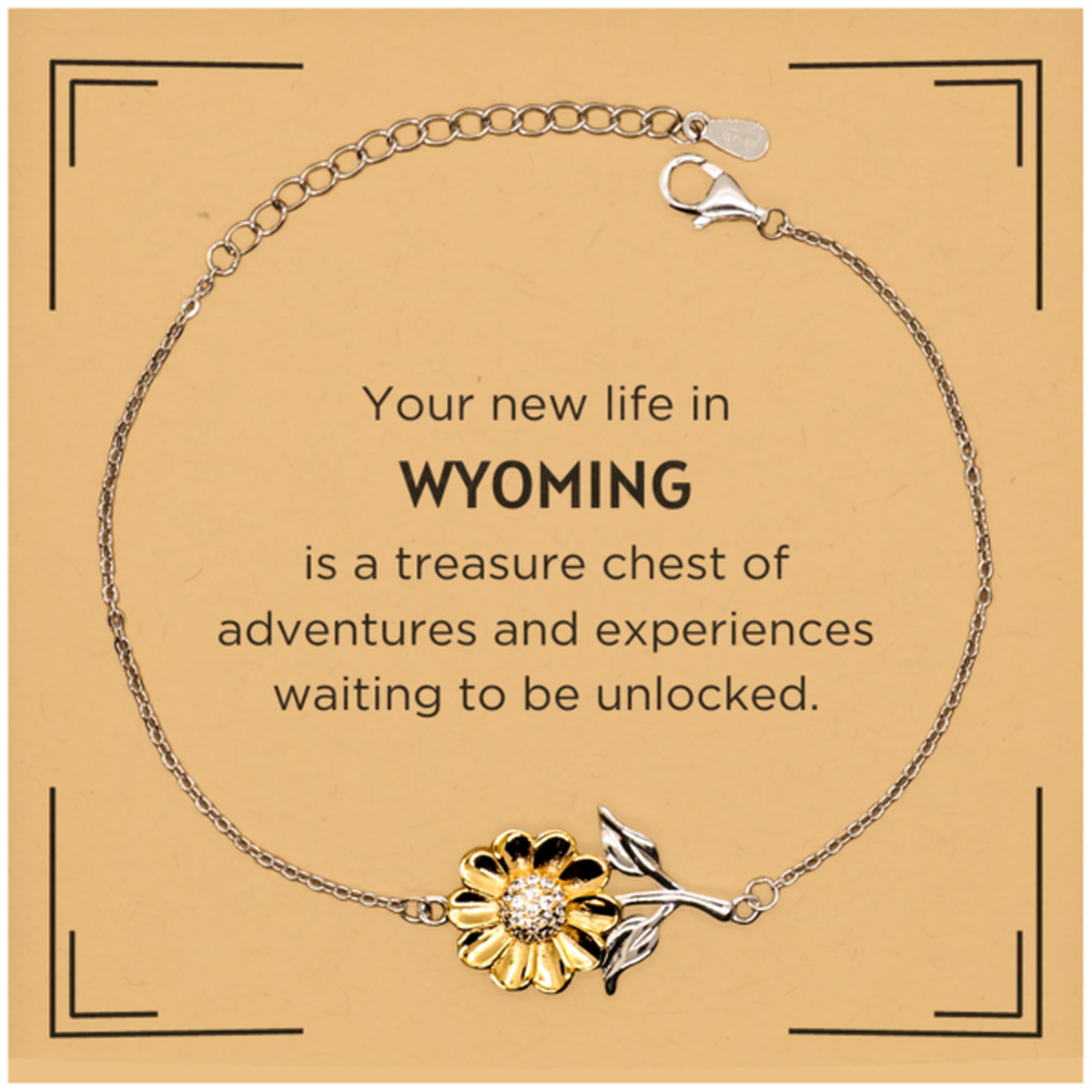 Moving to Wyoming Gifts, Your new life in Wyoming, Long Distance Wyoming Christmas Sunflower Bracelet For Men, Women, Friends, Coworkers
