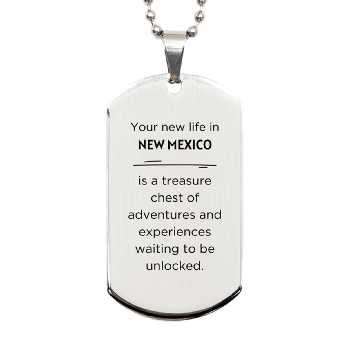 New Mexico Silver Dog Tag Necklace - Your New Life in NEW MEXICO | Thoughtful Gift