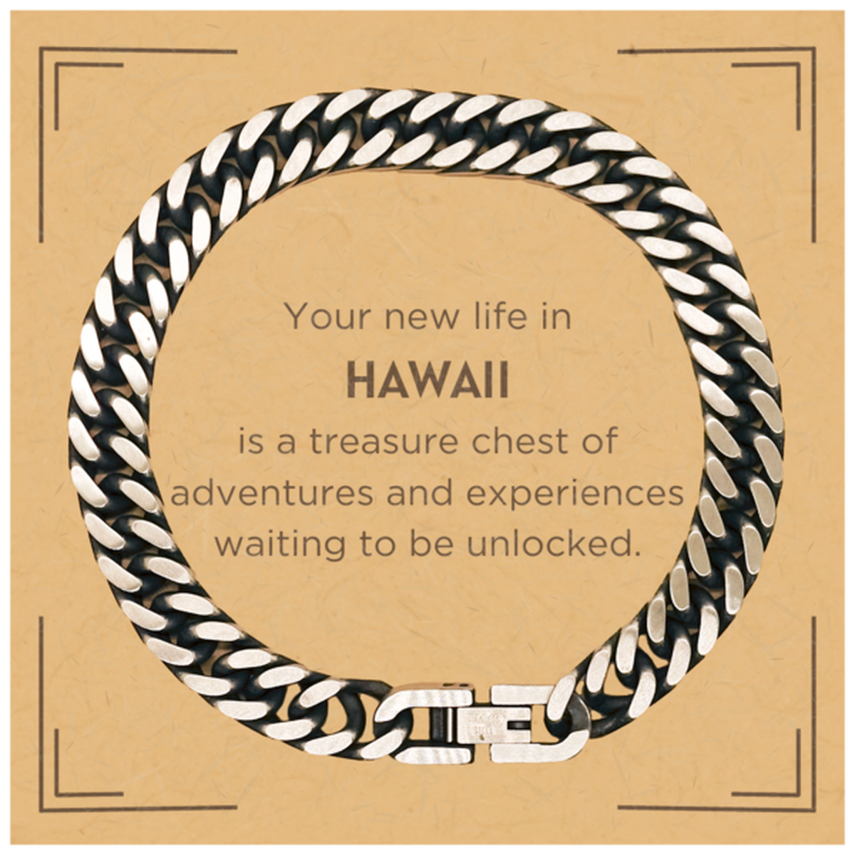 Hawaii Gift Bracelet - Cuban Link Chain Design | Moving to Hawaii Gift