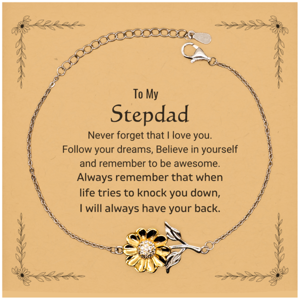 Stepdad Sunflower Bracelet - Follow Your Dreams | Birthday Gift