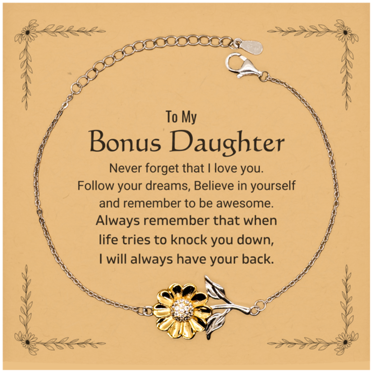 Bonus Daughter Sunflower Bracelet - Follow Your Dreams | Meaningful Gift