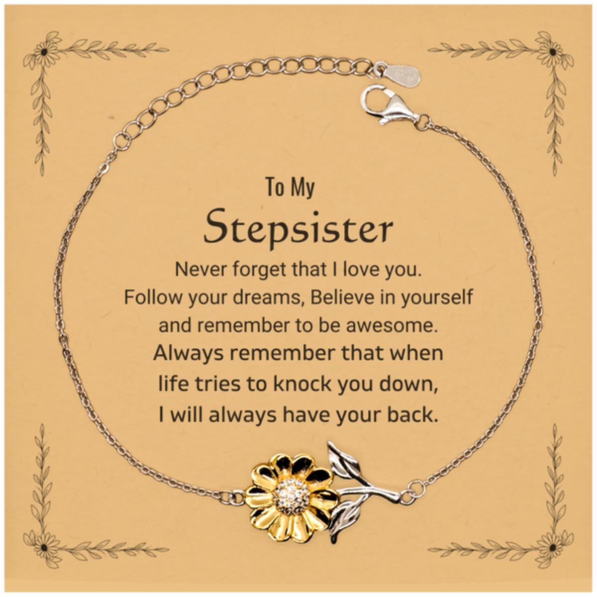Stepsister Sunflower Bracelet - Follow Your Dreams | Unique Birthday Gift