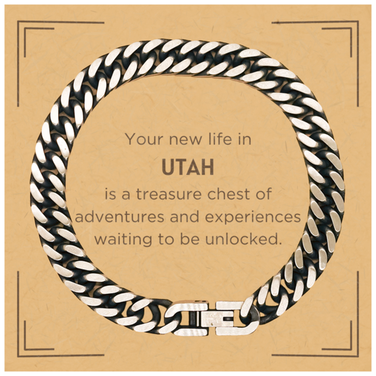 Utah Moving Gift Bracelet - Stylish Cuban Link Design | Housewarming Gift