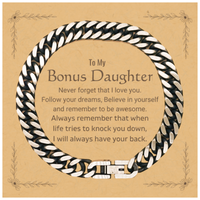 Load image into Gallery viewer, Bonus Daughter Cuban Link Chain Bracelet - Follow Your Dreams | Birthday and Christmas Gift
