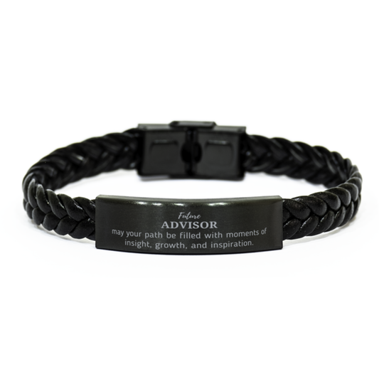Advisor Braided Leather Bracelet - May Your Path Be Filled with Insight | Graduation Gift