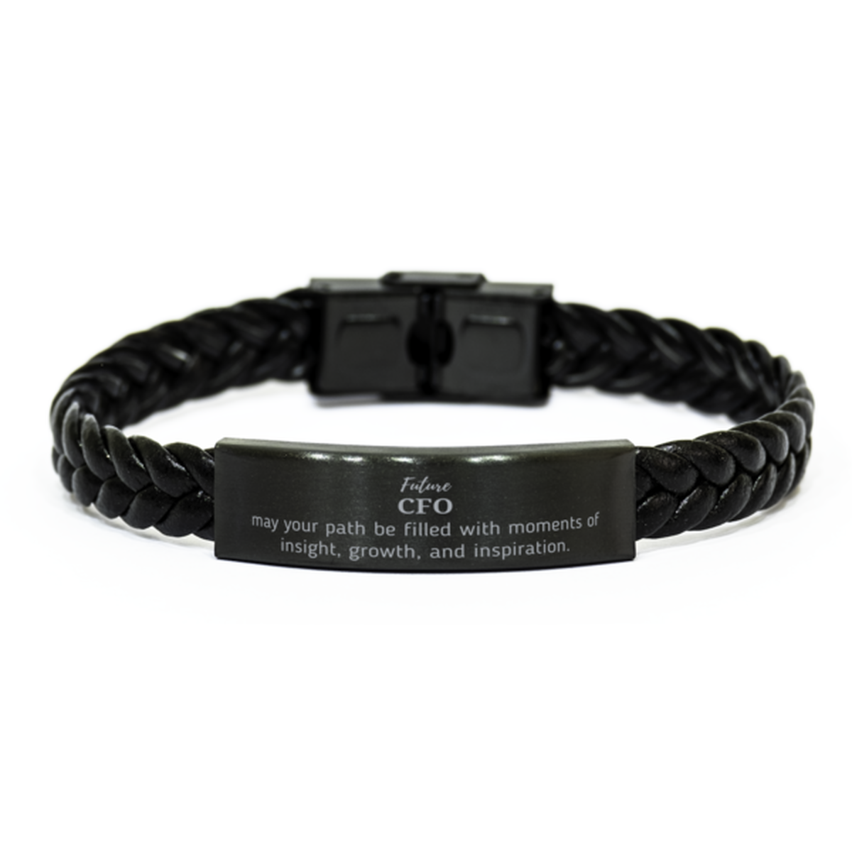 CFO Classic Braided Leather Bracelet - May Your Path Be Filled with Insight | Graduation Gift