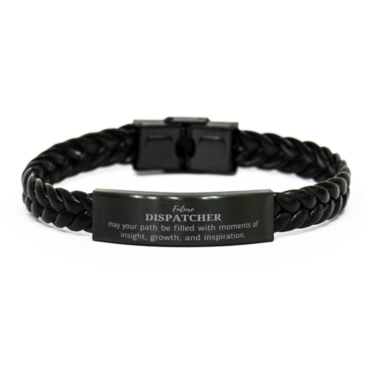 Future Dispatcher Gifts, May your path be filled with moments of insight, Graduation Gifts for New Dispatcher, Christmas Unique Braided Leather Bracelet For Men, Women, Friends