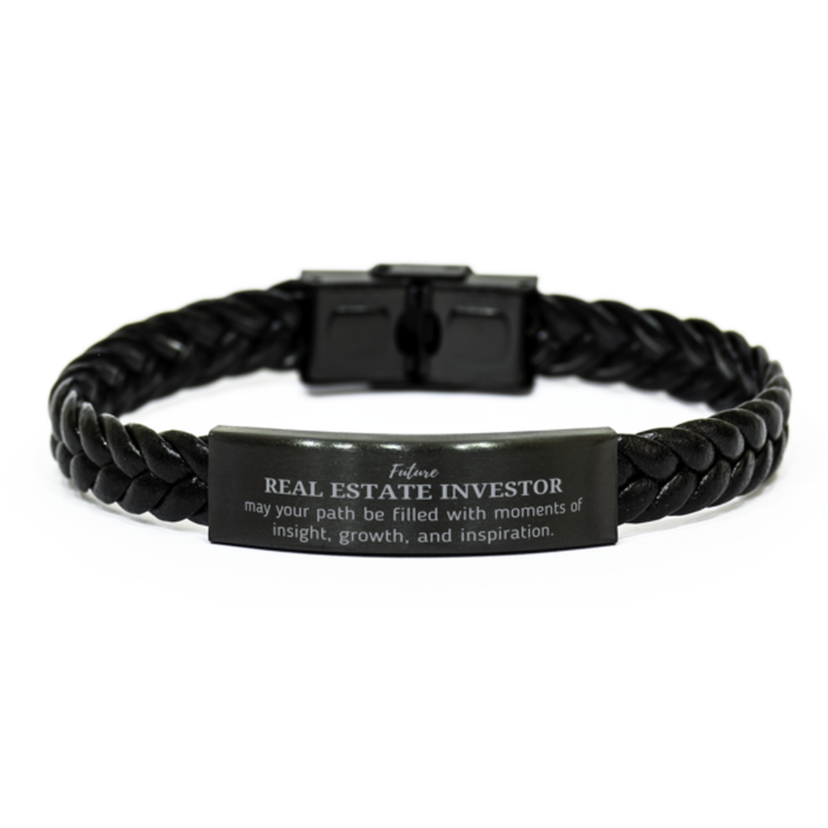 Future Real Estate Investor Gifts, May your path be filled with moments of insight, Graduation Gifts for New Real Estate Investor, Christmas Unique Braided Leather Bracelet For Men, Women, Friends