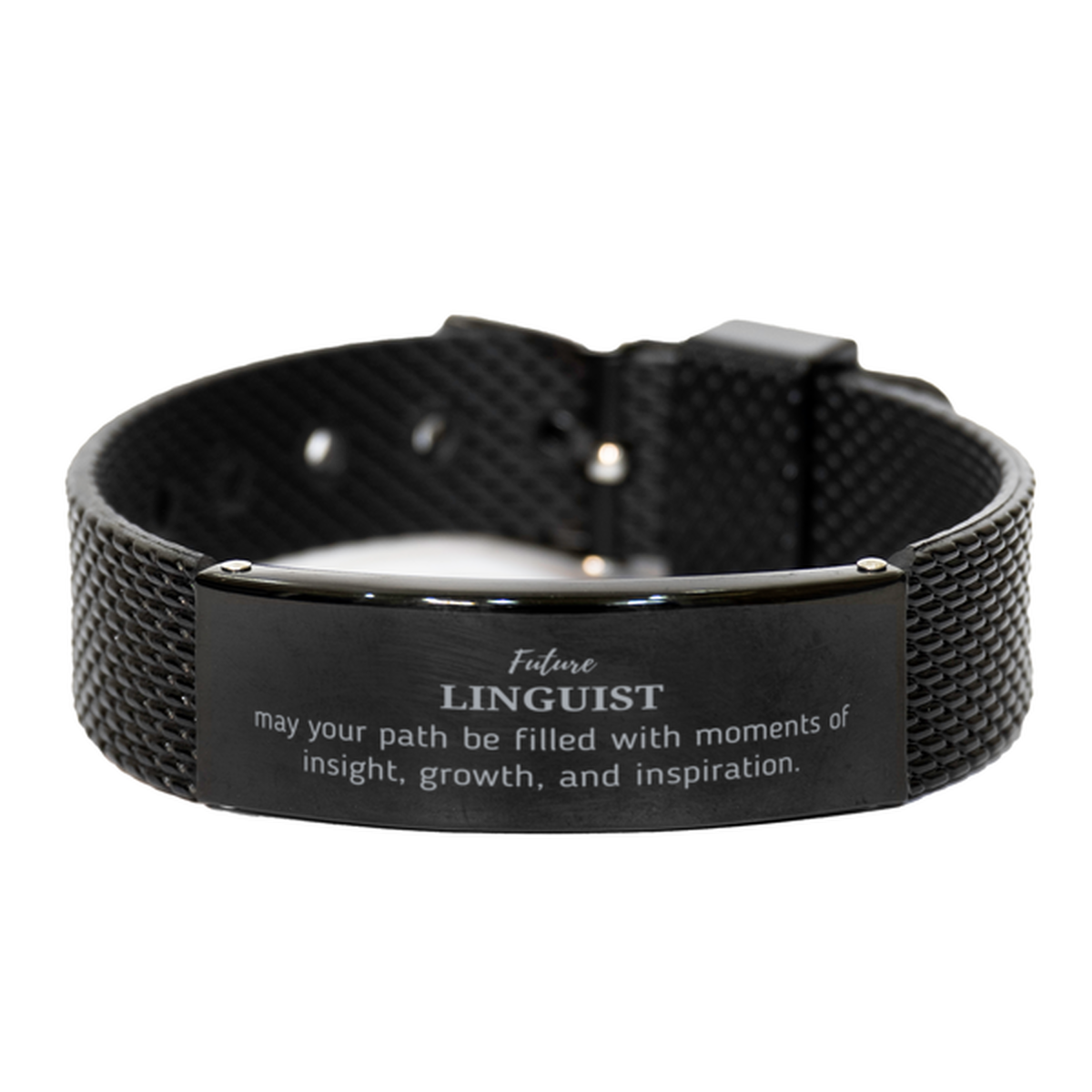 Linguist Black Mesh Bracelet - Future LINGUIST Engraving | Graduation Gift