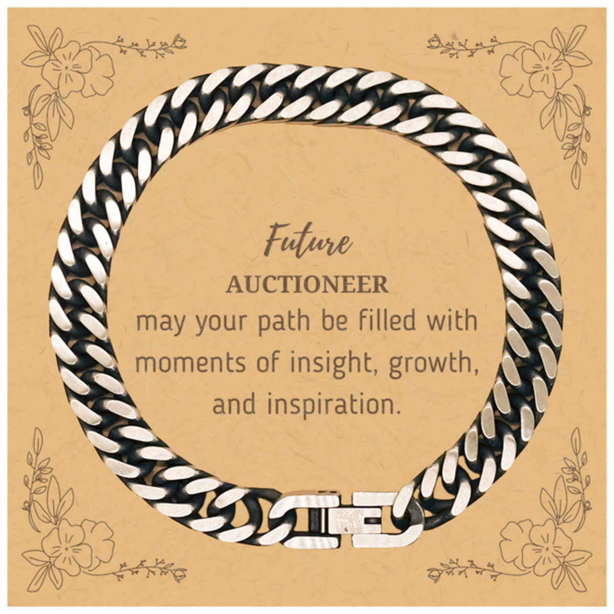 Future Auctioneer Gifts, May your path be filled with moments of insight, Graduation Gifts for New Auctioneer, Christmas Unique Cuban Link Chain Bracelet For Men, Women, Friends