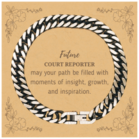 Load image into Gallery viewer, Court Reporter Cuban Link Chain Bracelet - Future COURT REPORTER Design | Graduation Gift
